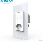 👉 Switch wit plastic Livolo US AU Standard 67.5mm Wall Touch Switch,2Way Remote Control,white crystal glass,plastic key,push button,with Brazil plug