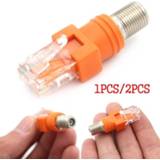 👉 F-connector Hot! One Or 2pcs F-Type Connectors RF Female To RJ45 Male Coaxial Barrel Coupler Adapter Coax Adapter,