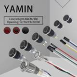 👉 Switch zwart zilver 12/16/22mm Metal Push Button 3-6V DIY With Wire For Computer PC Lamp Light Main Board Power Supply Black/Silver
