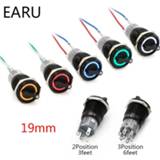 👉 Switch zwart 19mm Black Self-return Momentary Self-locking Fixation Waterproof DPDT Illuminated Metal Selector Rotary 2/3 Position LED