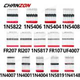 👉 Schottkydiode 200pcs Fast Switching Schottky Diode Assorted Kit 1N4001 1N4004 1N4007 1N5408 UF4007 FR207 1N5817 1N5819 1N5822 1N4148 RL207