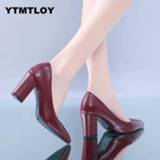 👉 Shoe wit PU leather vrouwen 2019 Women Pumps All Match Pointed Toe Shoes Fashion Platformslip on Casual Wedding Size 34-43 White Heels Party
