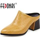 👉 Shoe vrouwen FEDONAS Solid Color Women Shoes Top Quality Wedding High Heeled Pumps Spring Summer Show Off Mules Sexy Round Toe Woman