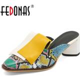 👉 Shoe vrouwen FEDONAS Spring Summer New Fashion Mature Women Wedding Casual Shoes Snake Pattern Mixed Colors Thick Heel Slingbacks Woman