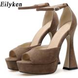 👉 Sandaal leather vrouwen Eilyken Summer Sexy Sandals Open Toe Platform Thick Heels Woman Shoes Rome Style Buckle Runawy Dress Sandal