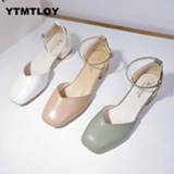 Shoe donkergroen vrouwen 2019 Zapatos Mujer Women Pumps Ankle Strap Thick Hoof Heel Shoes Square Toe Mid Heels Dress Work Comfortable Ladies 5cm Green