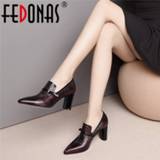 👉 Shoe leather vrouwen FEDONAS Top Quality High Heels Genuine Pointed Toe Party Shoes Woman Slip On Spring Summer Brand Office Pumps