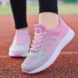 👉 Shoe wit vrouwen Women Casual Shoes Fashion Breathable Walking Mesh Lace Up Flat Sneakers 2019 Tenis Feminino White Vulcanized