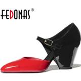 👉 Shoe vrouwen FEDONAS Sexy Spike Heels Pumps Genuine Leathder Metal Buckle Women Shoes 2020 Newest Summer Autumn Night Club Retro Woman