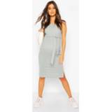 👉 Maternity Ribbed Tie Midi Dress, Grey