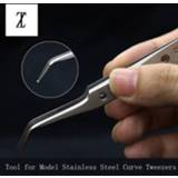 👉 Tweezer steel Model Making Tools Gundam Military Stainless Antistatic Tweezers Curved Non-slip