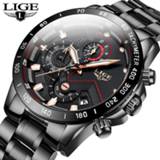 👉 Watch zwart steel 2020 LIGE Fashion Mens Watches Stainless Top Brand Luxury Sport Chronograph Quartz Men Black Relogio Masculino