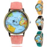 👉 Watch leather vrouwen Couple Retro Clock Unisex World Map Women Strap Round Dial Analog Quartz Wrist Men часы мужские