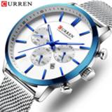 👉 Watch blauw steel CURREN Men Fashion Business Watches Men's Casual Waterproof Quartz Wristwatch Blue Clock Relogio Masculino