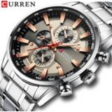 👉 Watch steel CURREN Men's Wristwatch with Stainless Band Fashion Quartz Clock Chronograph Luminous pointers Unique Sports Watches