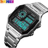 👉 Watch steel SKMEI Top Luxury Fashion Sport Men Clock 5Bar Waterproof Watches Stainless Strap Digital Reloj Hombre 2019 New