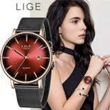 👉 Watch steel vrouwen LIGE Fashion Women Top Brand Luxury Ladies Mesh Belt Ultra-thin Stainless Waterproof Quartz Reloj Mujer