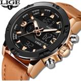 👉 Watch leather LIGE New Mens Watches Top Luxury Brand Men Sports Men's LED Digital Quartz Clock Waterproof Military Wrist