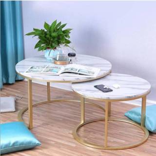👉 Sofa wit zwart Marble texture coffee table for living room side round tea 2 in 1 Combination furniture golden white black