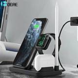 👉 Watch XS 8 DCAE 4 in 1 Wireless Charger Qi 10W Fast Charging Stand for iPhone 11 X XR Max Plus Apple 5 3 2 Airpods Pro