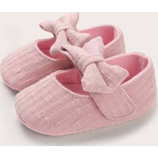 👉 Roze baby's meisjes Baby Girl Bow Decor Velcro Strap Flats