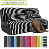 👉 Sofa 60/90/120cm Fashion Bed Lazy Couch Folding Velvet Stripe Tatami Bedroom Chair Washable with Removable Cover