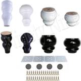 👉 Sofa New 8-15cm White&Black Wood Gourd-shaped Furniture Table Desk Legs Feet Pack of 4
