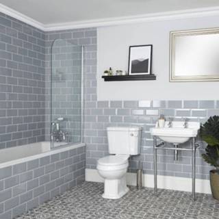 👉 Badkamerset wit keramisch klassiek vloer richmond Duoblok Toiletten Wastafels op Poten douchebaden - Bad 170x75cm, Toilet en Wastafel 56cm met Frame | 5051752870484