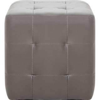 👉 Poef kunstleer active grijs 2 st 30x30x30 cm 8719883724485