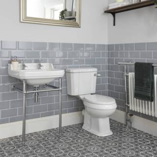 👉 Duoblok toilet wit keramisch klassiek vloer richmond Toiletten Wastafels op Poten en Wastafel 50cm met Frame | 5051752870392