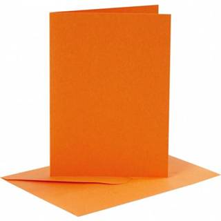 👉 Blanco kaart oranje papier unisex Creotime set van 6 kaarten en enveloppen 10,5x15 cm 5712854120371