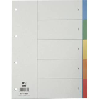 👉 Tabblad Q-Connect tabbladen set 1-5, met indexblad, ft A4, geassorteerde kleuren 5705831018341
