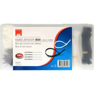 👉 Kabelbinder zwart wit Cablehome 136069 Assortiment kabelbinders 190 mm Zwart, 400 stuk(s) 7610896961267