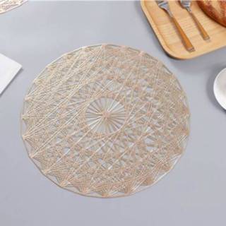 Placemat PVC goud active 2 stuks ronde geïsoleerde creatieve holle huishoudelijke tafeldecoratie, maat: 38cm (goud)