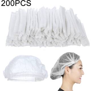 👉 Hoed wit active 200 stuks niet-geweven wegwerp geplooide anti-stof badmutsen voor spa kapsalon schoonheid (wit)