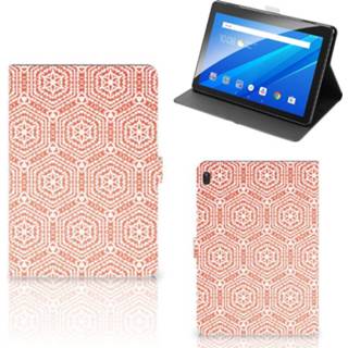 👉 Tablethoes oranje Lenovo Tab E10 Tablet Hoes Pattern Orange 8720215276695