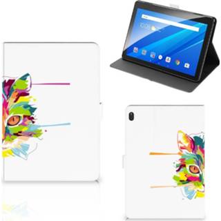 👉 Tablethoes Lenovo Tab E10 Hippe Tablet Hoes Cat Color 8720215501629