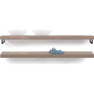 👉 Zwart Looox Wood collection duo base shelf 120 cm.handdoekhouders mat zwart, eiken-mat 8719244571635 3052035298324