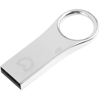 👉 Metalen zilver active Eekoo 4GB USB 2.0 waterdichte schokbestendige ringvorm U-schijf Flash-geheugenkaart (zilver)