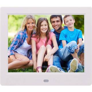 👉 Digitale fotolijst wit active AC 100-240V 8 inch TFT-scherm met houder en afstandsbediening, ondersteuning voor USB / SD-kaartinvoer (wit)