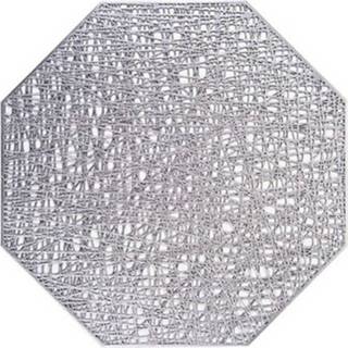 👉 Placemat PVC zilver active Pastorale achthoekige geïsoleerde creatieve holle huishoudelijke tafeldecoratie (zilver)