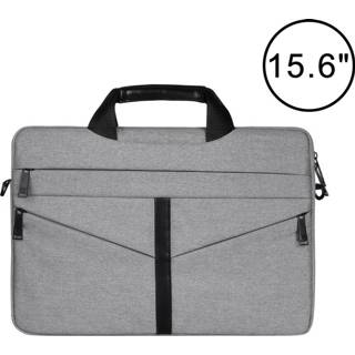 👉 Laptoptas grijs active netbooktas 15,6 inch ademend, slijtvast, modieus, zakelijk, handheld rits met schouderriem (lichtgrijs)