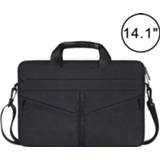 👉 Laptoptas zwart active netbooktas 14,1 inch Ademend Slijtvast Fashion Zakelijk Schouder Handheld Rits met schouderriem (zwart)