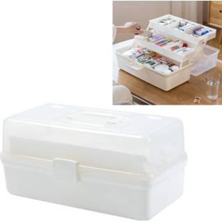 👉 Opbergdoos wit plastic m active Schoonheid>Pillendoosjes Medicijndoos Organizer 3 Lagen Multifunctionele Draagbare Medicijnkast Familie Noodpakketdoos, Kleur: