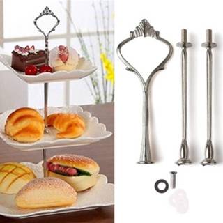 👉 Snoep active 1 Set Snoepjes Cupcake Lade Bruiloft Taart Display Stand Zinklegering Golden Tone cake (Sliver)