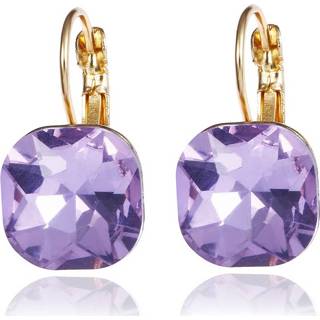 👉 Oorbel paars kristal active kleding vrouwen Damesmode kleur vierkante oorbellen strass (paars)