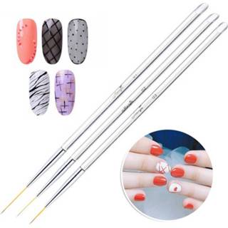 👉 Tekenpen acryl active 3 STKS Nail Art Brush Crystal Strepen Bloem 2 Side Tools