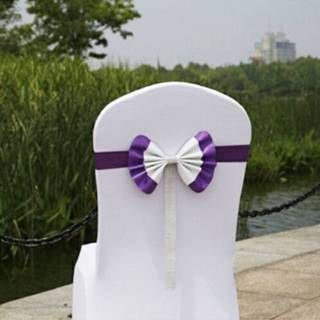 👉 Vlinderdas violet leer active Satijnen Stoel Gordelbanden Voor Bruiloftspand Spandex Stoelhoes Hotelstoel Decor, Kleur: