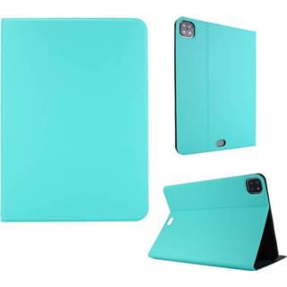 👉 Holster groen active Voor iPad Pro 11 inch (2020) Spanning Platbinding Stretchleer + TPU-beugel Beschermende met slaapfunctie (groen)