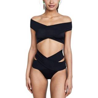 👉 Bikini zwart l active Schoonheid>Vrouwenkleding Sexy Split Cross Badpak (Kleur: Maat: L)